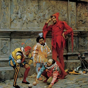 Jesters playing Cochonnet, Oil on wood by Eduardo Zamacois y Zabala - Museo de Bellas Artes de Bilbao