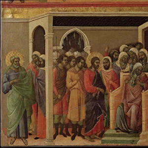 Jesus in front of Caiaphas. Maesta altarpiece (tempera and gold on wood, 1308-1311)