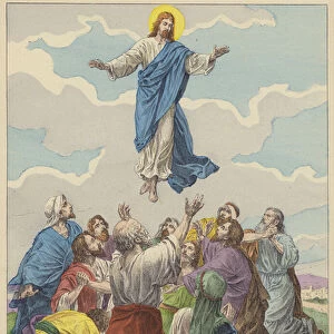 Jesus Christ, The Ascension (colour litho)