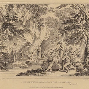 John the Baptist preaching in the Wilderness, Matthew (engraving)