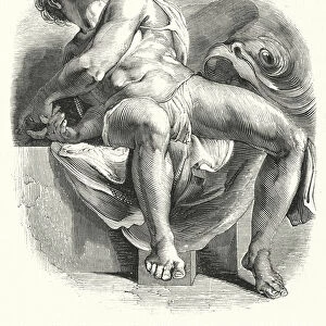 Jonah, from the Frescoes in the Sistine Chapel, by Michael Angelo (engraving)