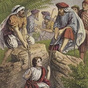 Joseph being sold by his brothers (colour litho)