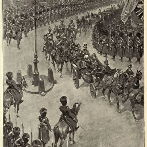 The Journey from Paddington to Buckingham Palace, the Procession seen from St Jamess Palace (engraving)