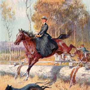 Kangaroo hunting (colour litho)