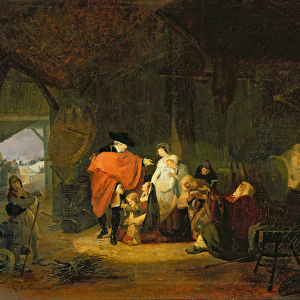 The Kindness of Louis XVI (1754-93) during the Winter of 1784, 1785 (oil on canvas)