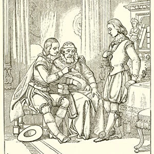 King James I with Steenie and Baby Charles (engraving)