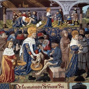 King Louis IX (1214-1270) (Saint Louis) washing the feet of the poor