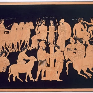 King Oenomaus, Hippodamia, and Olympian gods, published 1808-10 (colour litho)