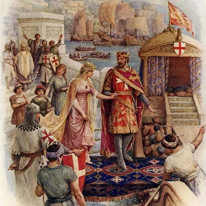 King Richard and Queen Berengaria (colour litho)