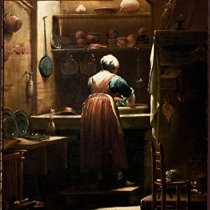 The Kitchen Girl Painting by Giuseppe Maria Crespi said lo Spagnolo (Spanish) (1665-1747