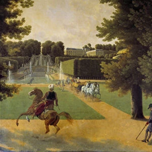 La promenade dans la parc de Saint Cloud Painting by Joseph Bidault (1758-1846