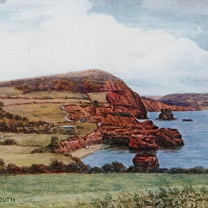 Ladram Bay, Nr Sidmouth (colour litho)