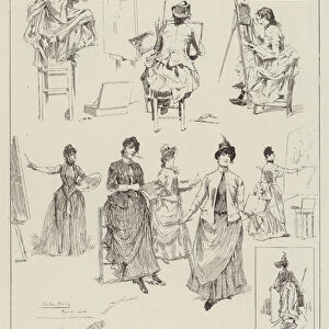 Lady Artists at the Louvre, Paris (engraving)
