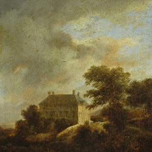 Landscape with country house (oil on panel)