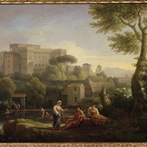 Landscape with figures and a fortress by a river (pair of 81826)