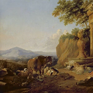 Landscape with a ruin, 1670 (oil on canvas)