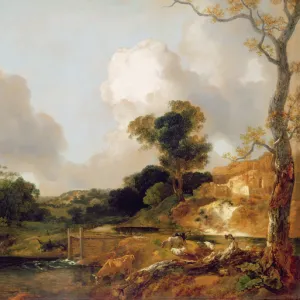 Landscape with Stream and Weir (oil on canvas)