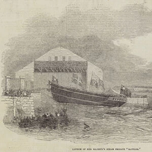 Launch of Her Majestys Steam Frigate "Rattler"(engraving)