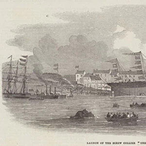 Launch of the Screw Collier "The John Bowes, "at Jarrow (engraving)