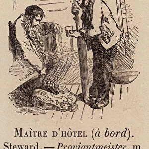 Le Vocabulaire Illustre: Maitre d hotel (a bord); Steward; Proviantmeister (engraving)