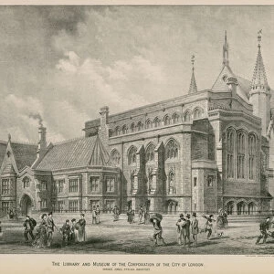 The library and museum of the Corporation of the City of London; Guildhall (engraving)