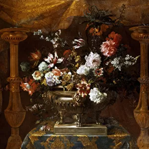 Still life with flowers in a silver vase with perfume burners, c. 1690-99 (oil on canvas)