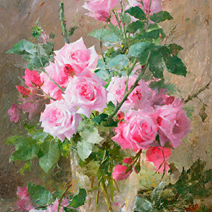 Still life of roses in a glass vase
