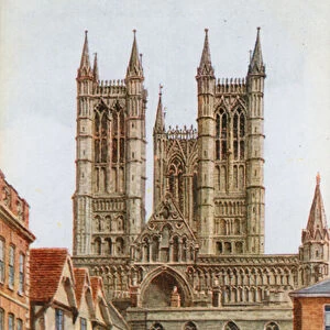 Lincoln Cathedral, and Exchequer Gate (colour litho)