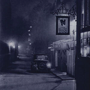 London at night: Cottage Place, Brompton (b / w photo)