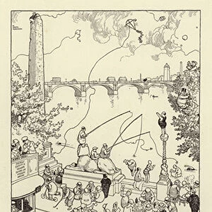 Luncheon hour on the Thames Embankment (litho)