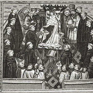 Lydgate presenting his book to King Henry V, from A Short History of the English