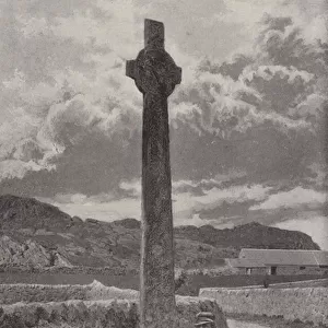 Macleans Cross, Iona (b / w photo)