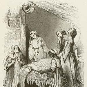 The Malabar women washing the body of Virginia (engraving)