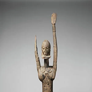 Male Figure with Raised Arms, 14th-17th century (wood, patina)