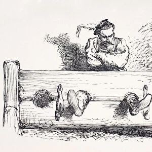 A man in stocks, from The Illustrated Library Shakespeare, published London 1890