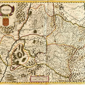 Map of the Kingdom of Navarre (France) (etching, 1671)