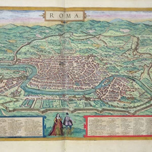 Map of Rome, from Civitates Orbis Terrarum by Georg Braun (1541-1622