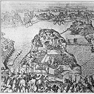 Map of the Siege of Malta in 1565 (engraving)