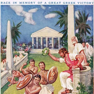 The Marathon: Race in Memory of a Great Greek Victory, illustration from Newnes Pictorial Book of Knowledge (colour litho)