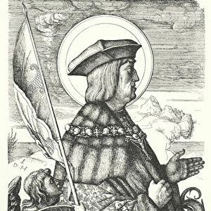 Maximilian I, Holy Roman Emperor, as St George (engraving)