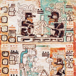 Detail from a Mayan codex (vellum)