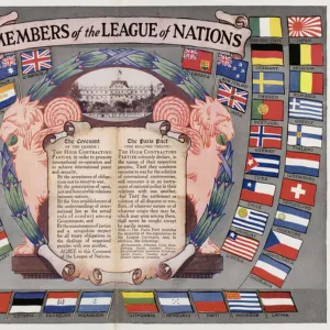 Members of the League of Nations (colour litho)