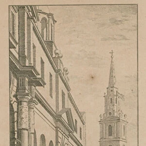 Part of the Meuse and St Martins Church (engraving)