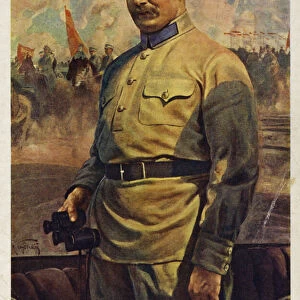 Mikhail Frunze, Red Army commander during the Russian Civil War, 1920s (colour litho)
