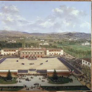 A military demonstration in the park of the Cascine (oil on canvas, 19th century)