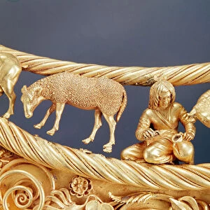Milking of Sheep, detail of a gold pectoral from Tolstaya Mogila, Scythian