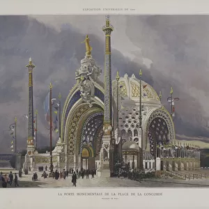 The Monumental Gateway on the Place de la Concorde, Exposition Universelle 1900, Paris (colour litho)