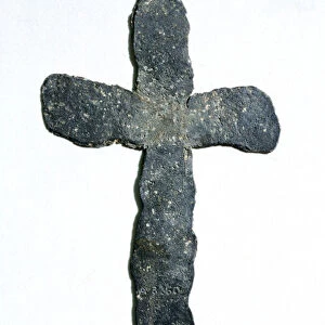 Mortuary cross from plague victim, 1348 (lead)