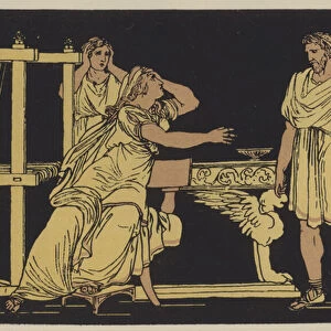 The mother of Euryalus receiving the news of his death (colour litho)
