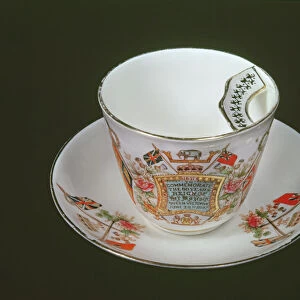 Moustache cup commemorating Victorias Diamond Jubilee, 1897 (ceramic)